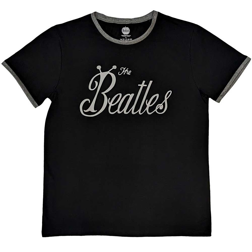 The Beatles Unisex Ringer T-Shirt: Bug Logo (Black)