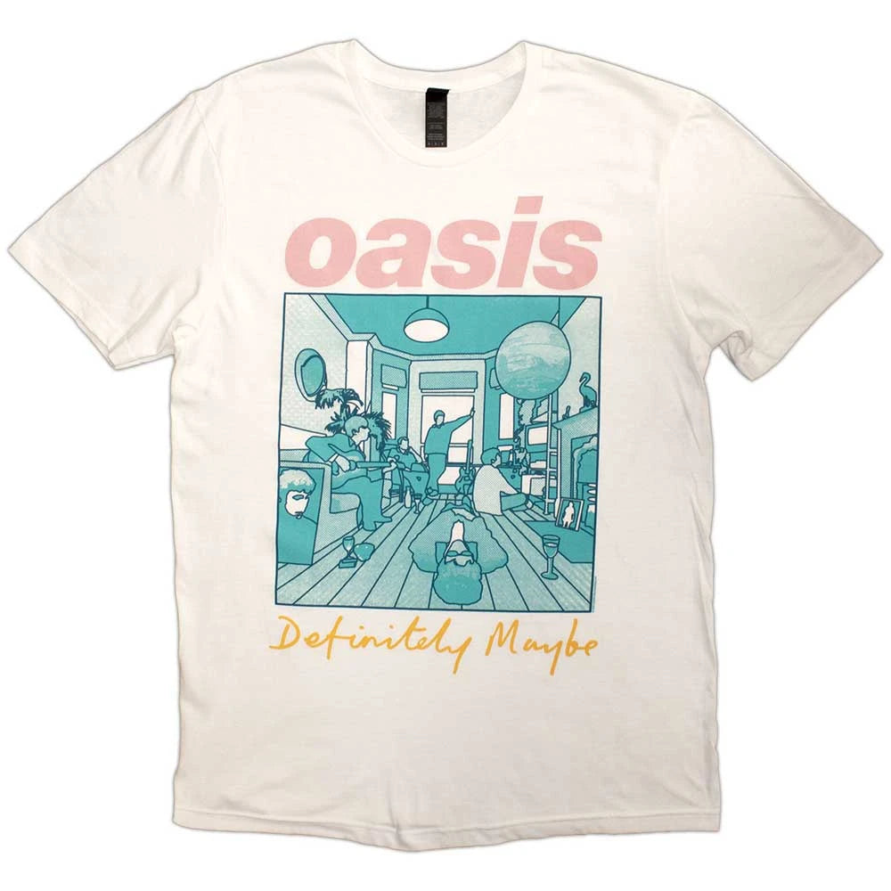 Oasis Unisex T-Shirt: Definitely Maybe Illustration Colour (White)