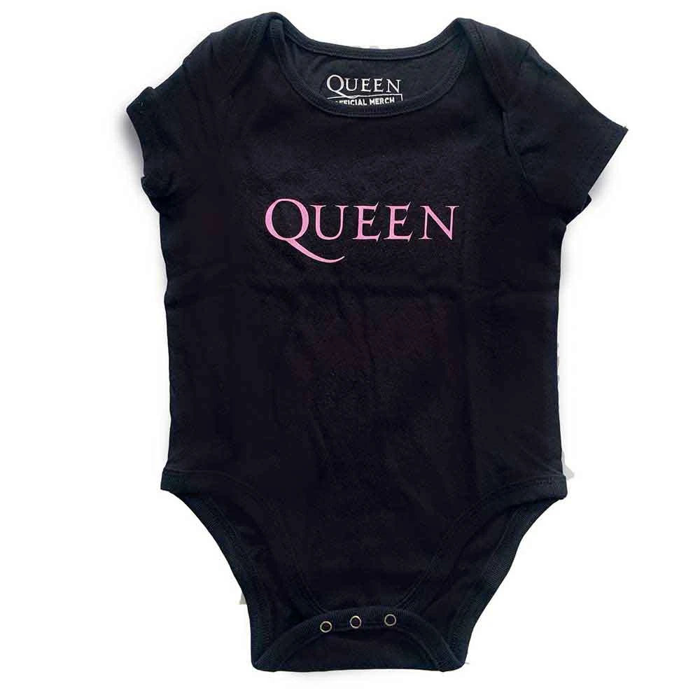 Queen Kids Baby Grow: Pink Logo (Black)