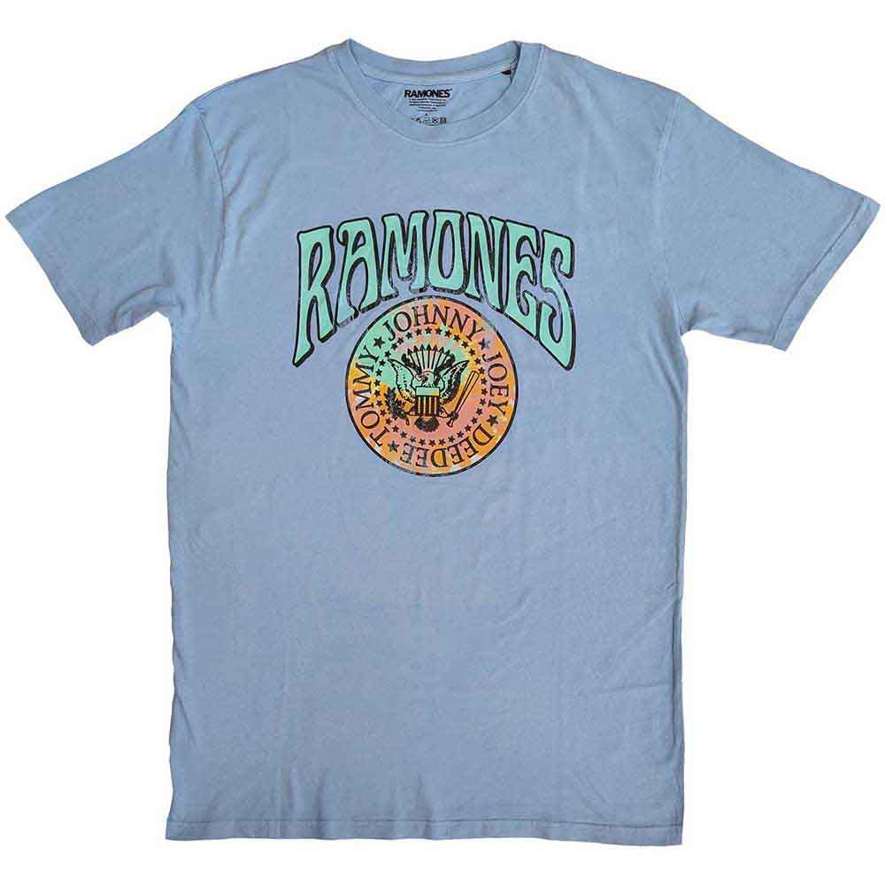 Ramones Unisex T-Shirt: Crest Psych (Light Blue)