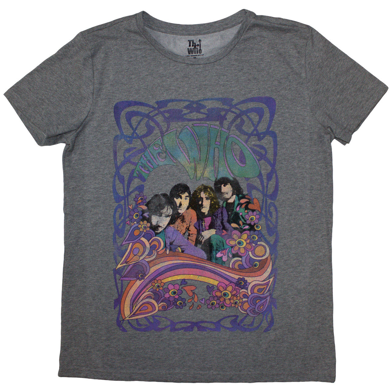 The Who Ladies T-Shirt: Psych Floral (Grey)