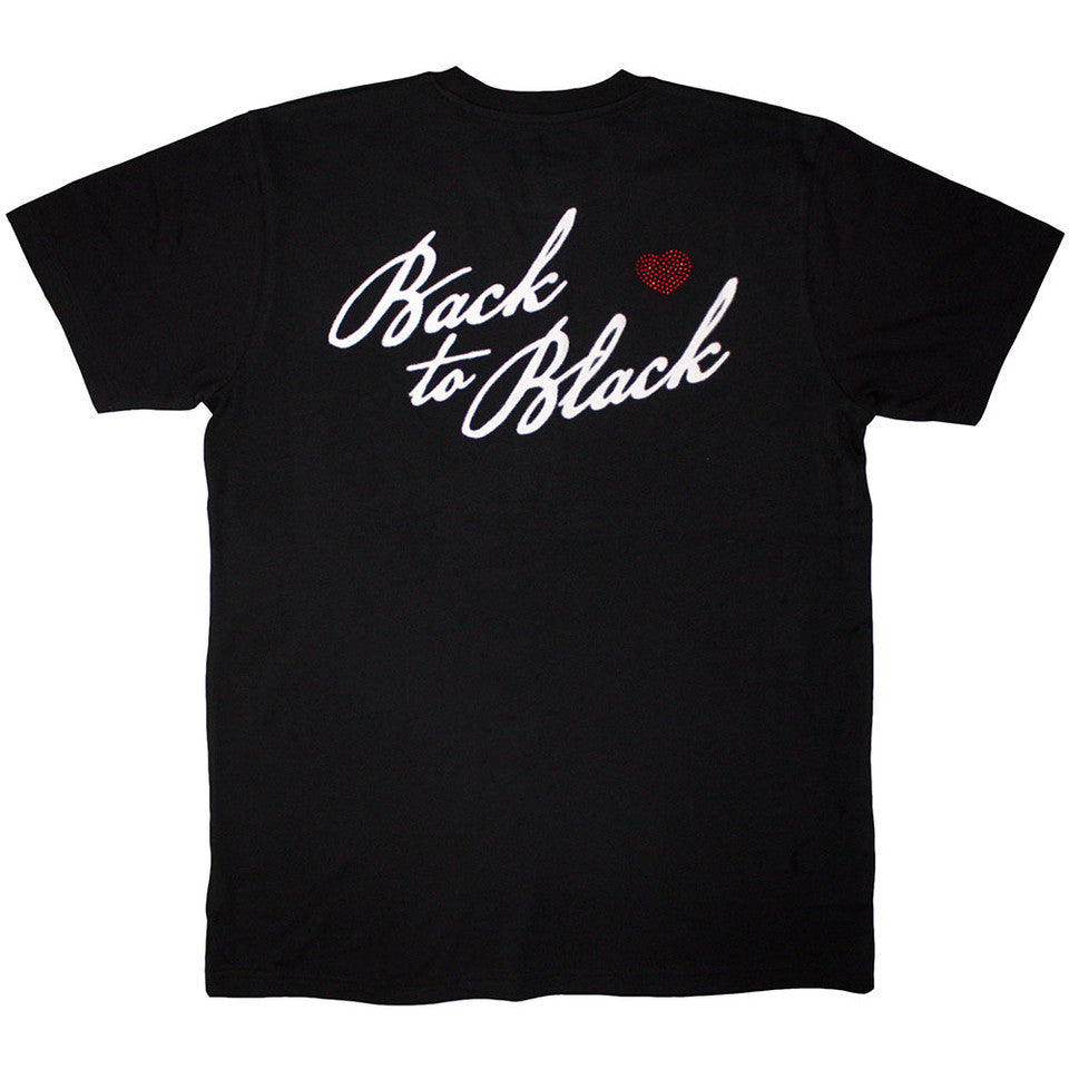 Amy Winehouse Unisex Embellished T-Shirt: Back To Black (Black) (Back Print)
