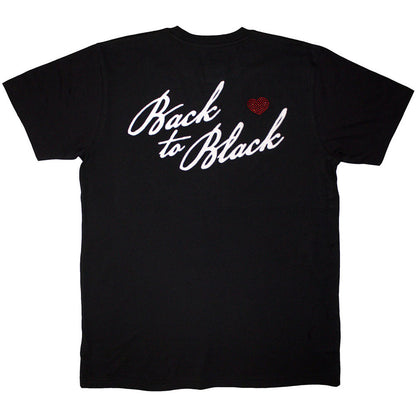 Amy Winehouse Unisex Embellished T-Shirt: Back To Black (Black) (Back Print)
