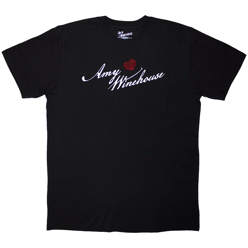 Amy Winehouse Unisex Embellished T-Shirt: Back To Black (Black) (Back Print)
