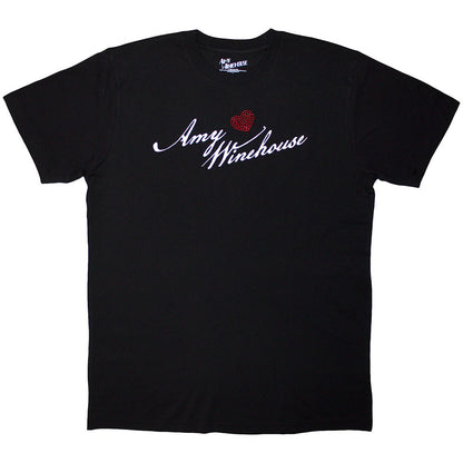 Amy Winehouse Unisex Embellished T-Shirt: Back To Black (Black) (Back Print)