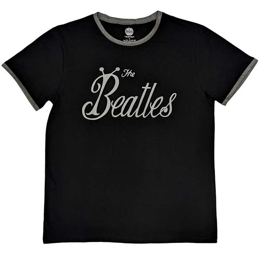 The Beatles Unisex Ringer T-Shirt: Bug Logo (Black)