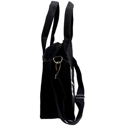 The Beatles Cotton Tote Bag: Abbey Road & Drop T Logo (Black) (Back Print)