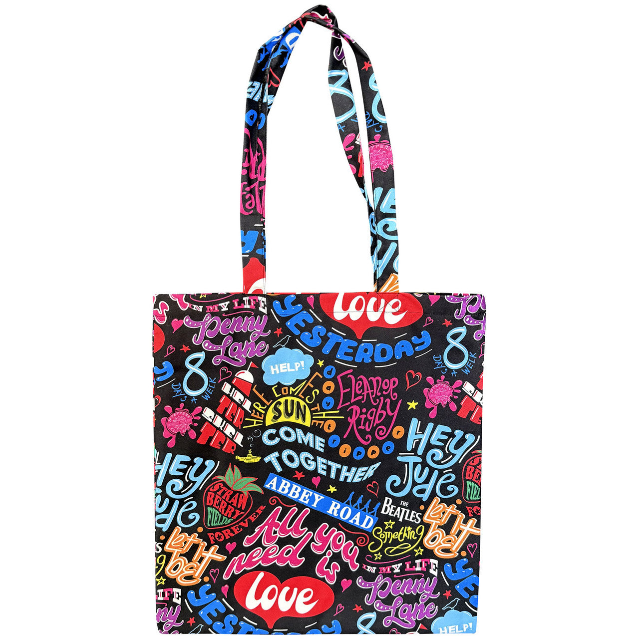 The Beatles Cotton Tote Bag: Song Titles