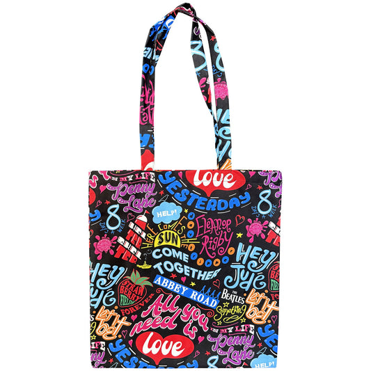The Beatles Cotton Tote Bag: Song Titles