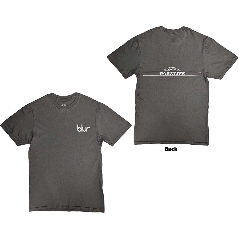 Blur Unisex T-Shirt: Pocket Blur / Parklife (Charcoal Grey) (Back Print)