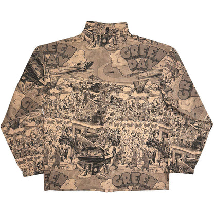 Green Day Unisex Zip Jacket: Dookie All Over Print (Brown) (Back Print)