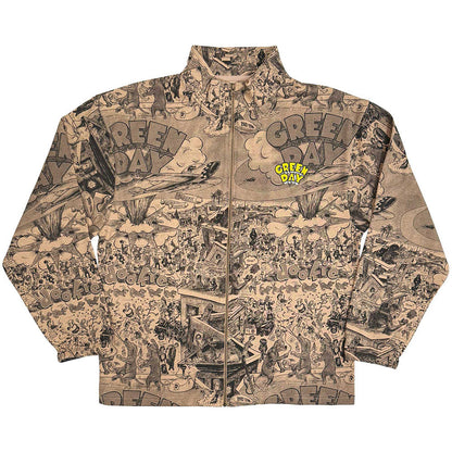 Green Day Unisex Zip Jacket: Dookie All Over Print (Brown) (Back Print)
