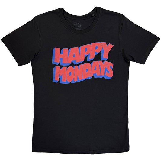 Happy Mondays Unisex T-Shirt: Wavy Logo (Black)