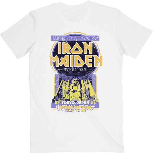 Iron Maiden Unisex T-Shirt: Powerslave Japan Flyer (White)