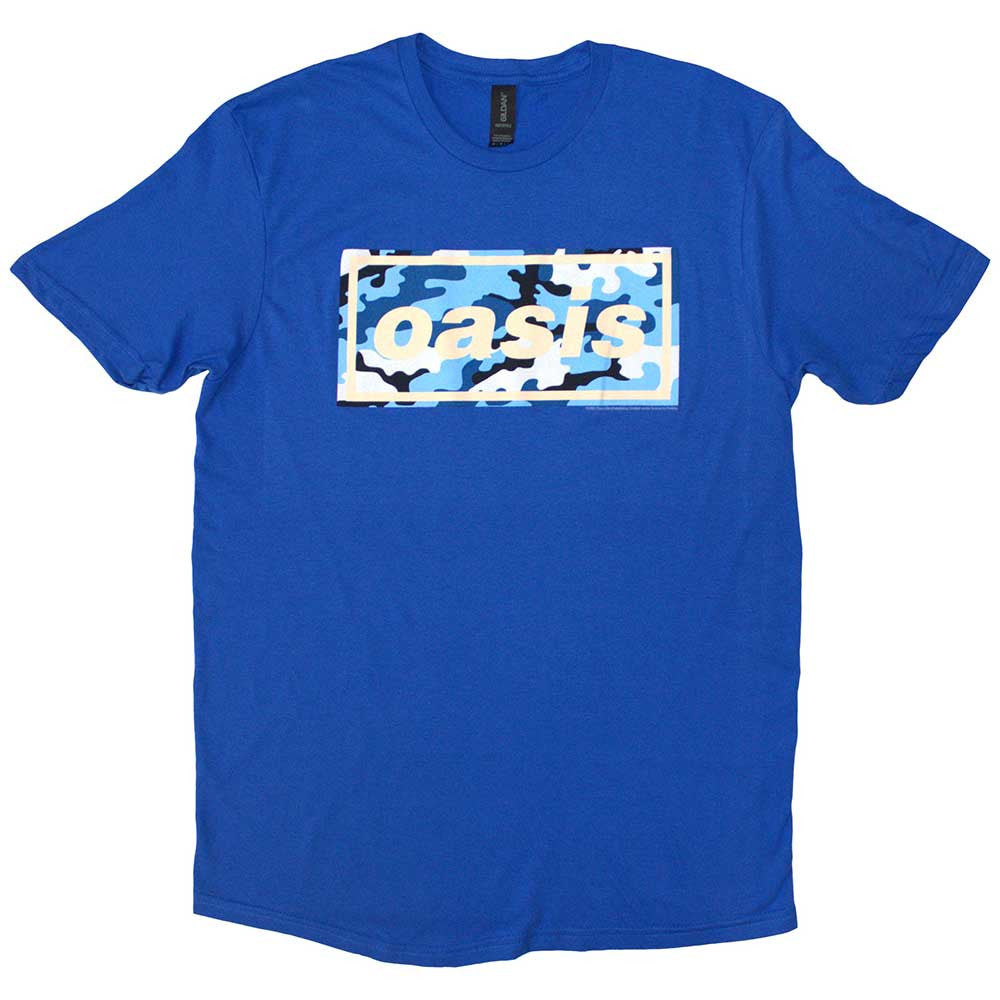Oasis Unisex T-Shirt: Camo Logo (Blue)