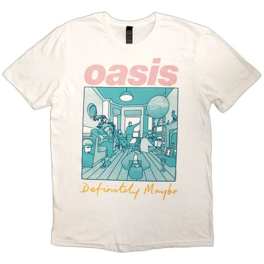 Oasis Unisex T-Shirt: Definitely Maybe Illustration Colour (White)