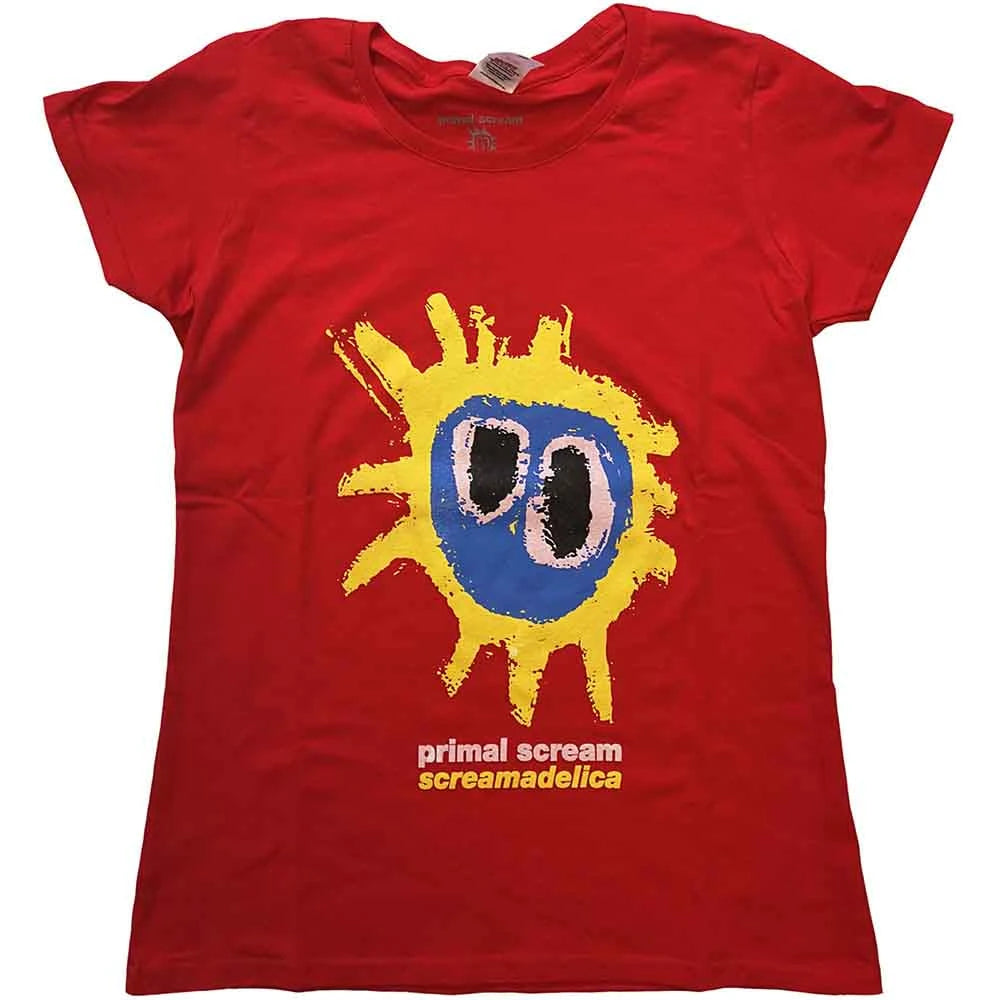 Primal Scream 90s fit Ladies T-Shirt: Screamadelica (Red)