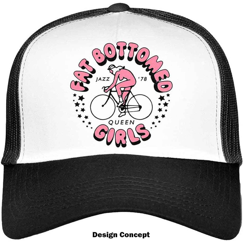 Queen Unisex Trucker Cap: Fat Bottomed Girls (Black & White)