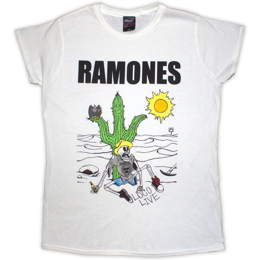Ramones Ladies T-Shirt: Loco Live (White)