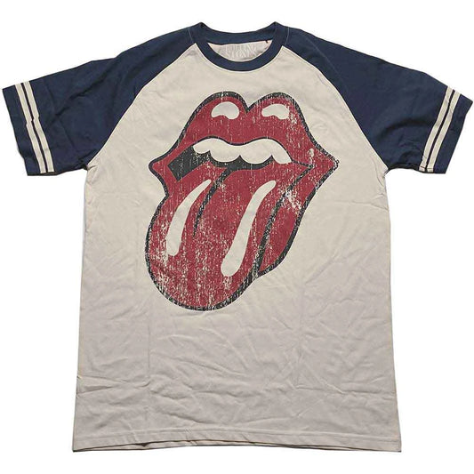 The Rolling Stones Unisex Raglan T-Shirt: Lick (Natural & Navy)