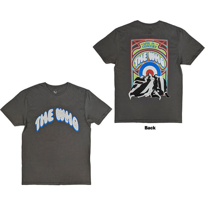 The Who Unisex T-Shirt: Flag Cartoon (Charcoal Grey) (Back Print)